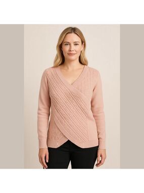NoraCora Sweater Size S. Dusty pink/rose colored. Wrap front On Off Shoulder NEW